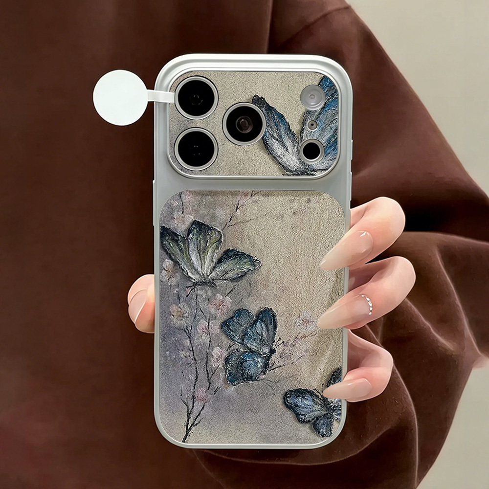 Phone Cases Leather - Casing HP Kulit PU Kupu-kupu Biru