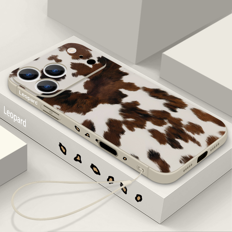 Phone Cases With Straps - Casing HP TPU Motif Leopard untuk