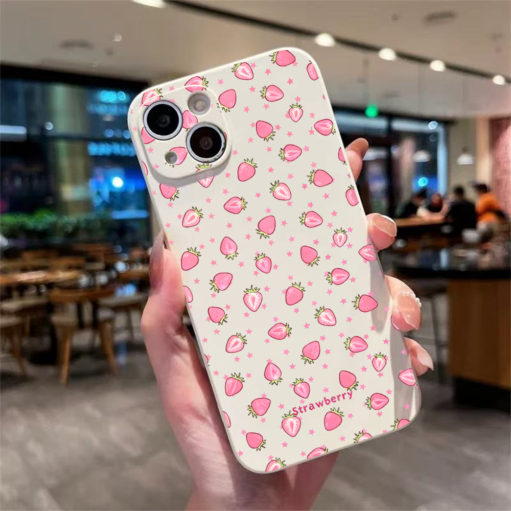 Phone Cases Xr Cute - Casing HP Silikon Lembut Motif Stroberi