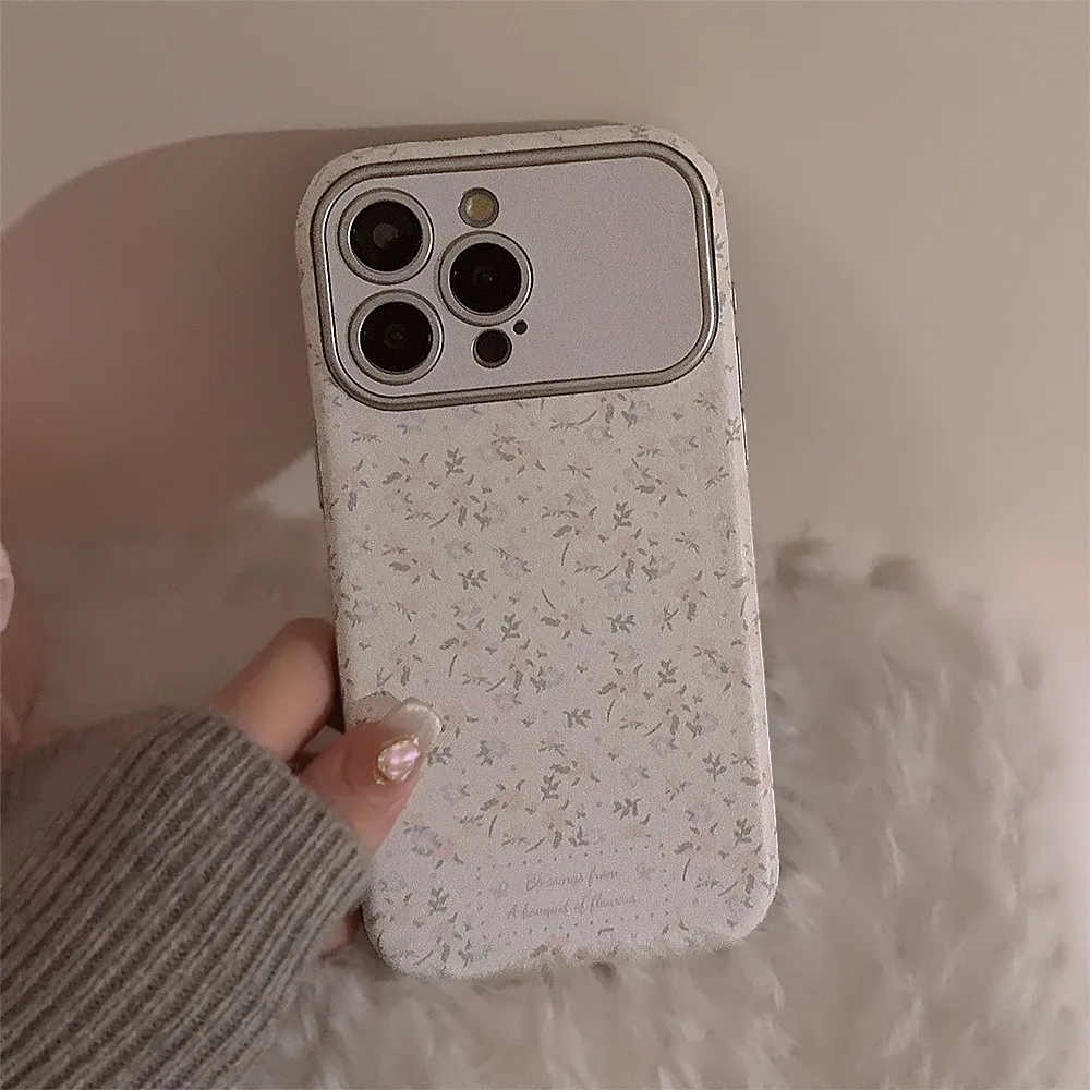 Phone Cases Leather - Casing Ponsel Tekstur Kulit Bunga Antik