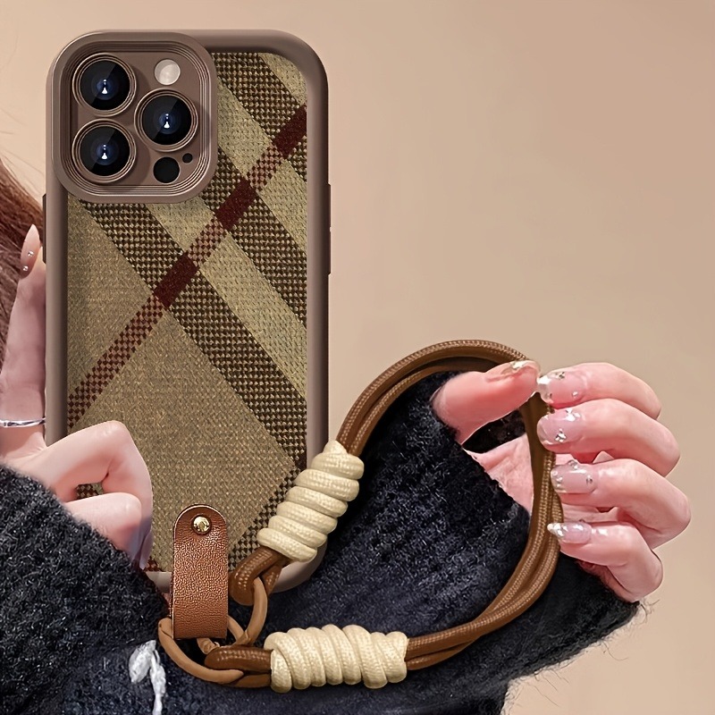 Phone Cases With Straps - Casing Ponsel Tali Lanyard Bergaris Coklat