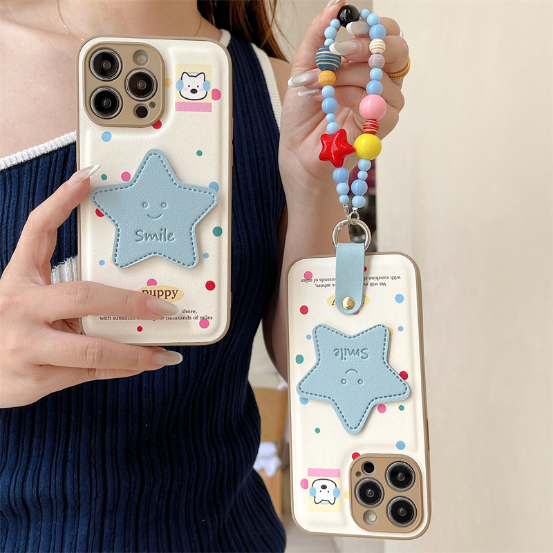 Phone Cases With Straps - Casing Ponsel Bintang Lucu Polka Dot